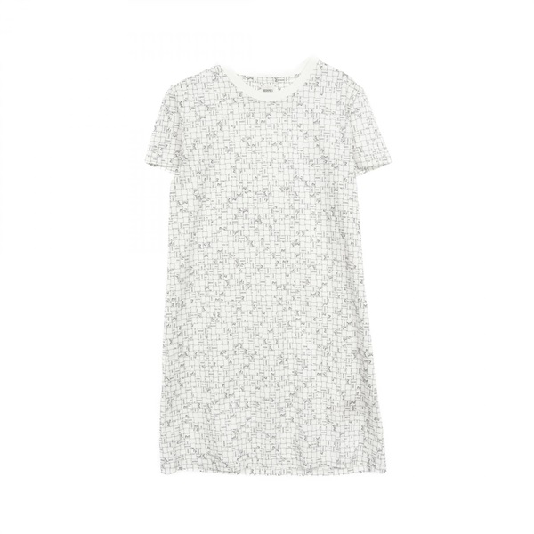 HERMES Bolduc check Dress #36 short sleeves H5E4524DK cotton White White Used