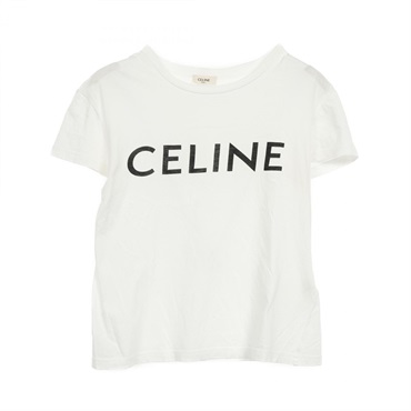 CELINE Logo Letter T-shirt X237370E Cotton White Size S Used Women