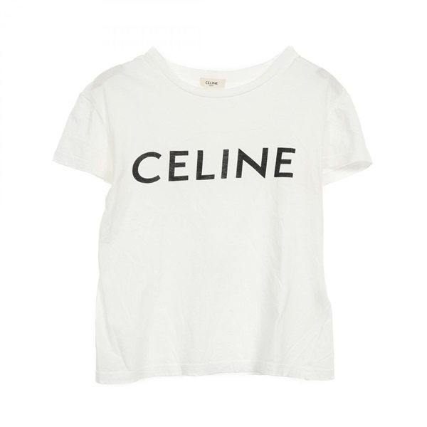 CELINE Logo Letter T-shirt X237370E Cotton White Size S Used Women