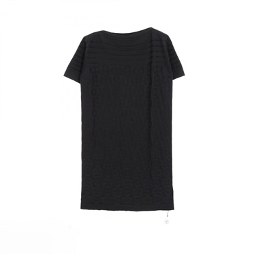 HERMES Chaine dancre Maillon Dress #34 short sleeves 3E2506D3 silk cotton Black