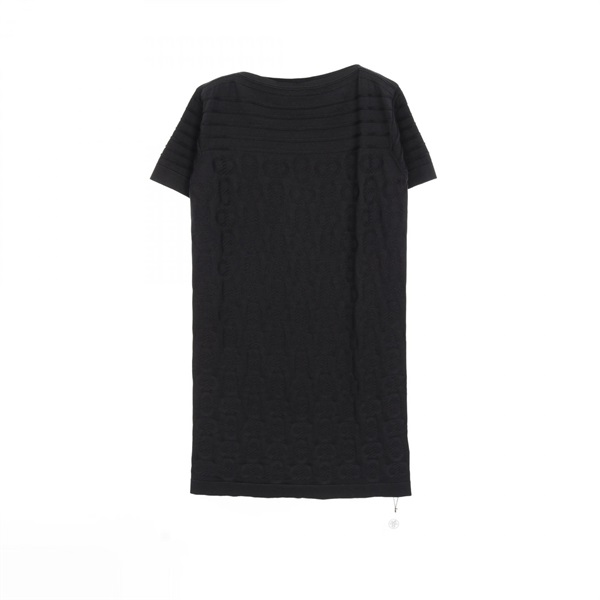 HERMES Chaine dancre Maillon Dress #34 short sleeves 3E2506D3 silk cotton Black