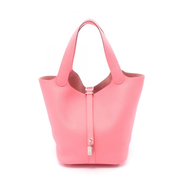 HERMES Picotin Lock MM Handbag leather Pink Rose azalee Used Women W SHW
