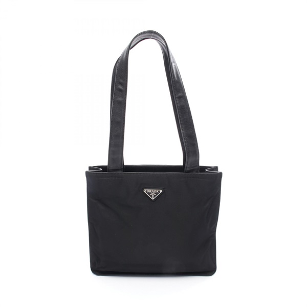 PRADA Shoulder Tote Bag Nylon leather Black Used Women logo