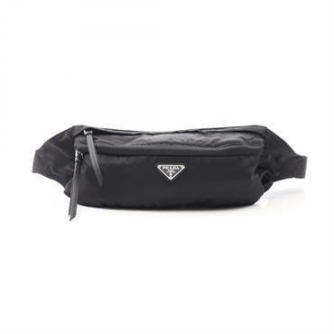 PRADA Triangle logo Waist Belt bag Nylon Black Used Women