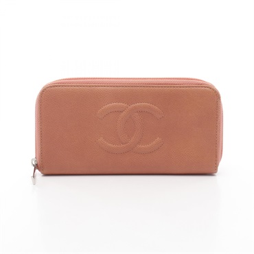 CHANEL COCO Mark Around long wallet Calfskin Pink Used Women SHW CC