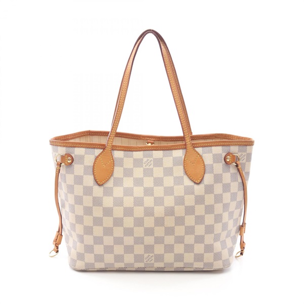 LOUIS VUITTON Neverfull PM Tote Bag N51110 Damier Azur canvas leather White Used