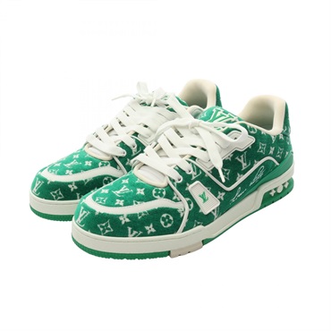 LOUIS VUITTON LV Trainer Monogram Textile sneakers 1ABFS4 Green Used mens #9