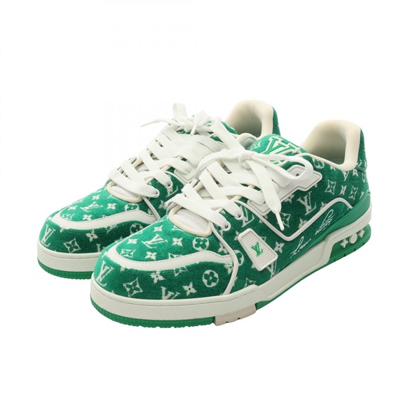 LOUIS VUITTON LV Trainer Monogram Textile sneakers 1ABFS4 Green Used mens #9
