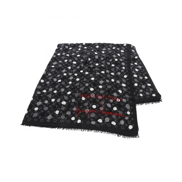 LOUIS VUITTON Yayoi Kusama Stole shawl Painted Dots M78300 wool Black Gray White
