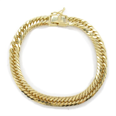 JEWELRY 8 side T flat link chain bracelet 17cm 20.5g 18KYG Gold NEW unisex