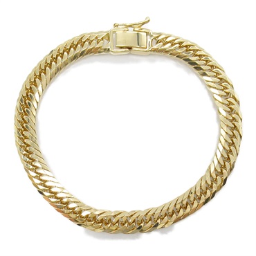 JEWELRY Triple 8 side Curb link chain Bracelet 18KYG Yellow Gold NEW unisex