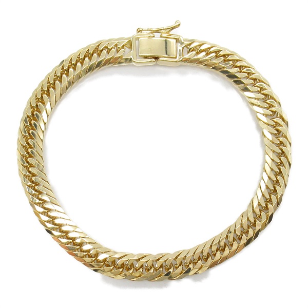 JEWELRY Triple 8 side Curb link chain Bracelet 18KYG Yellow Gold NEW unisex