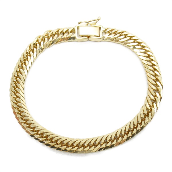 JEWELRY Triple 8 side Curb link chain Bracelet 18KYG Yellow Gold NEW unisex