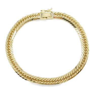 JEWELRYTriple 8 side Curb link chain Bracelet 18KYG Yellow Gold NEW unisex