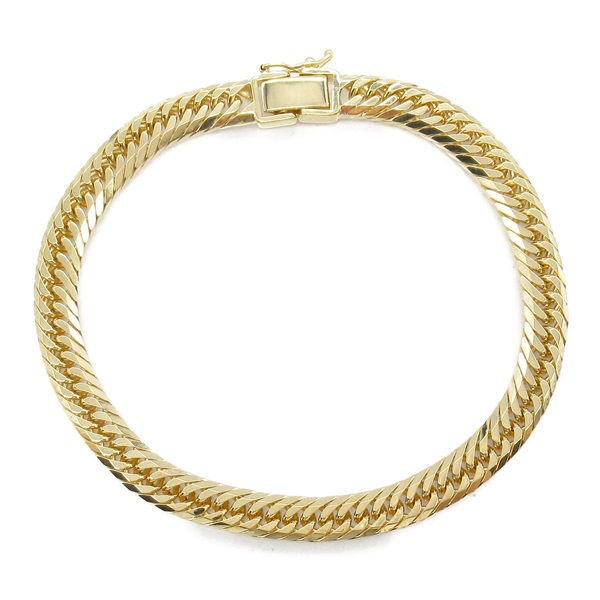 JEWELRYTriple 8 side Curb link chain Bracelet 18KYG Yellow Gold NEW unisex