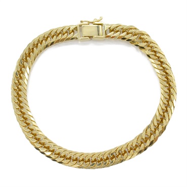 JEWELRYTriple 8 side Curb link chain Bracelet 18KYG Yellow Gold NEW unisex