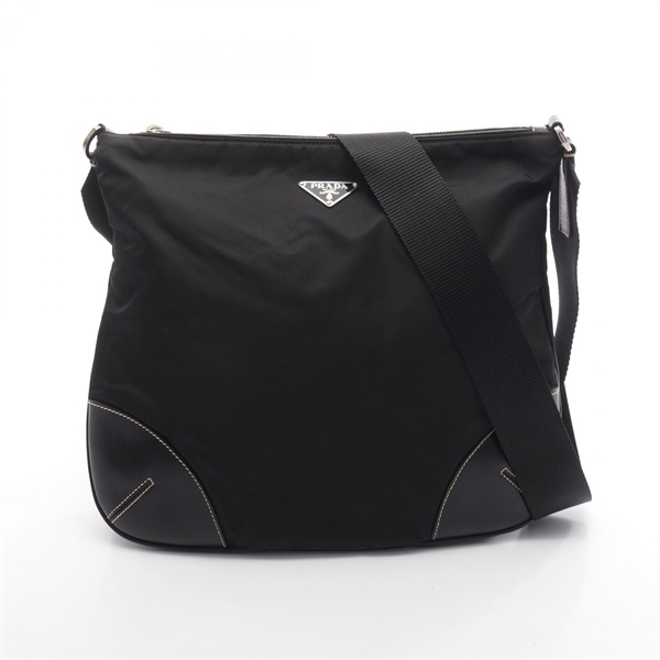 PRADA TESSUTO LIGHT Crossbody Shoulder Bag BT0326 Nylon leather Black Used Women