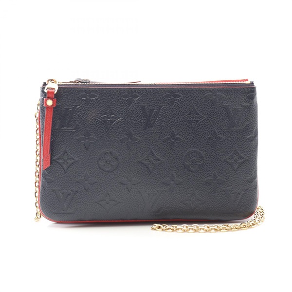 LOUIS VUITTON Pochette double zip Shoulder Bag M63916 Monogram empreinte Navy LV