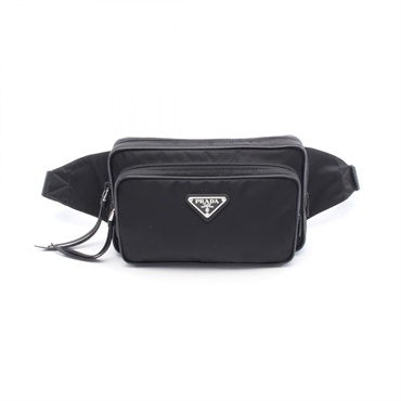 PRADA TESSTO ＋ SAFFIAN Waist bag 1BL010 Nylon Saffiano leather Black Used