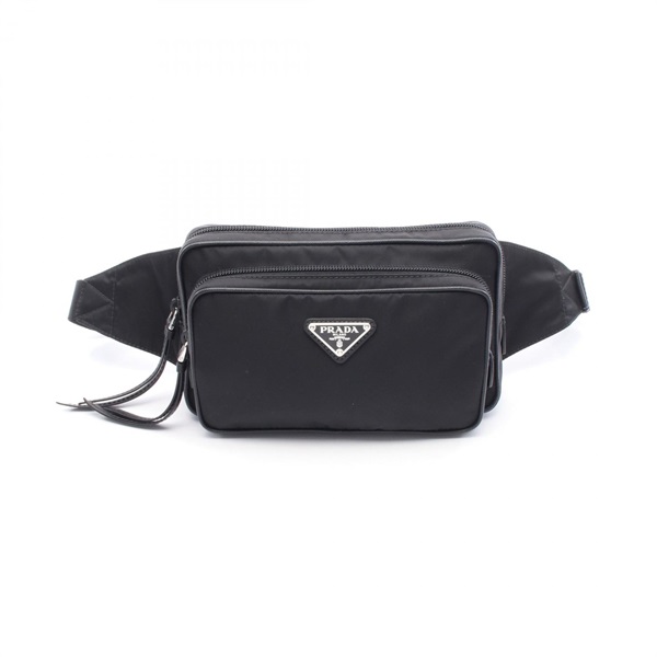 PRADA TESSTO ＋ SAFFIAN Waist bag 1BL010 Nylon Saffiano leather Black Used