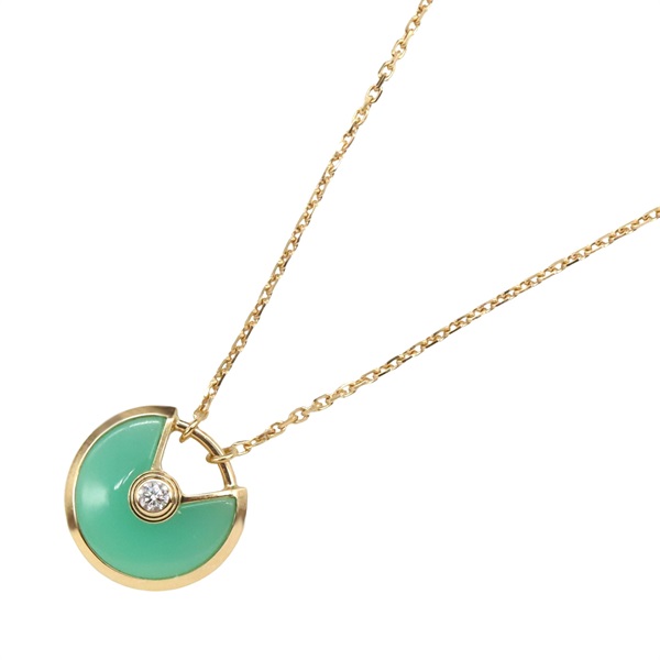 CARTIER Amulette de Cartier Necklace Chrysoprase Diamond 18KYG Gold Green Used