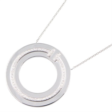 TIFFANY＆CO T TWO Circle Diamond Necklace 18KWG White Gold Used Women