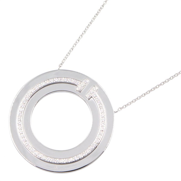 TIFFANY＆CO T TWO Circle Diamond Necklace 18KWG White Gold Used Women