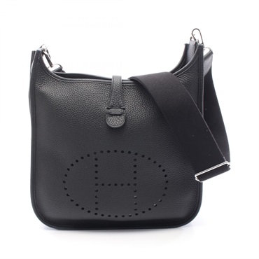 HERMES Evelyne 3 PM Crossbody Shoulder Bag K Clemence Leather Black SHW