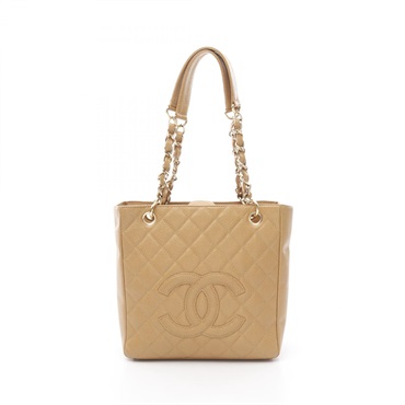 CHANEL Matelasse PST Chain shoulder Tote Bag A20994 leather Beige Used Women GHW