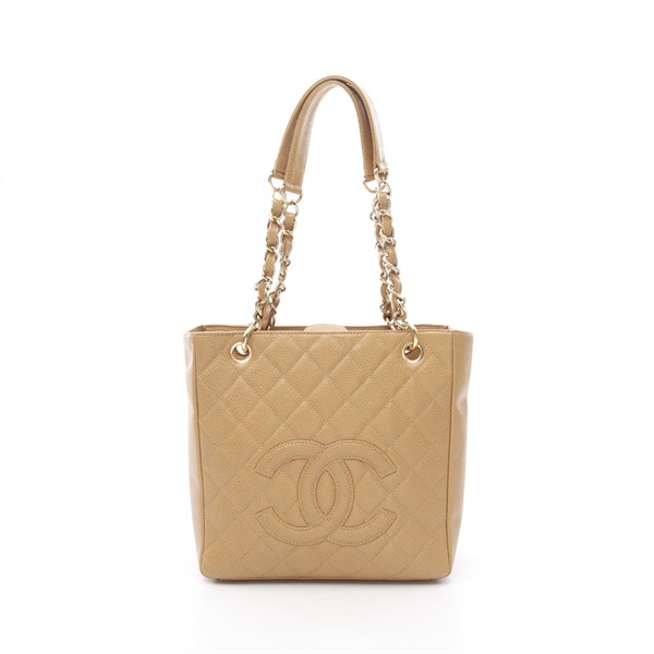 CHANEL Matelasse PST Chain shoulder Tote Bag A20994 leather Beige Used Women GHW