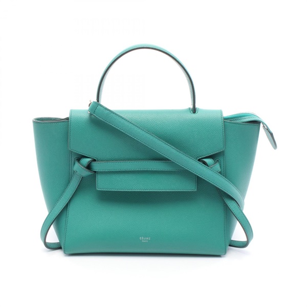 CELINE MICRO Belt Shoulder Handbag 180153 leather Green Used Women