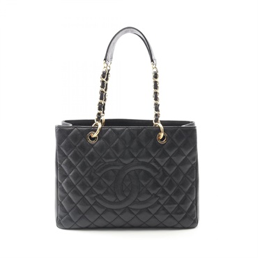 CHANEL Matelasse Grand Shopping GST Chain shoulder Tote Bag A50995 leather Black