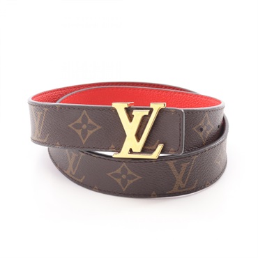 LOUIS VUITTON LV Initials Ceinture belt M0322 Monogram canvas Brown Red Used