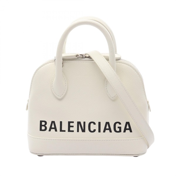 BALENCIAGA VILLE TOP HANDLE XXS Shoulder Handbag 550646 leather White Used Women