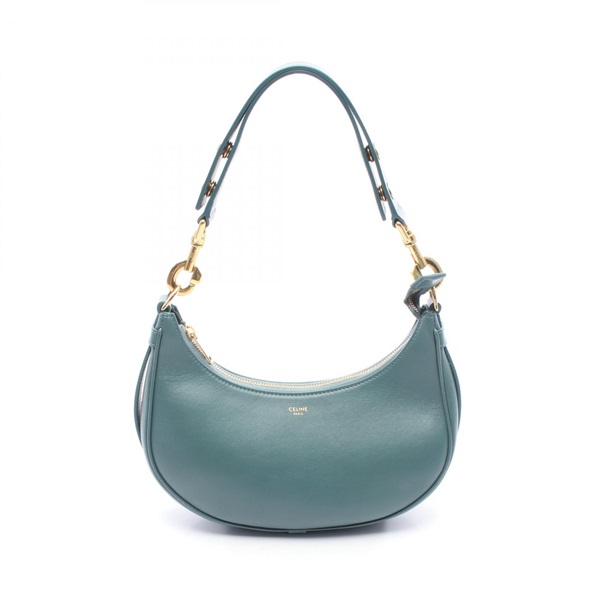 CELINE MEDIUM AVA STRAP Shoulder Bag leather Green Used Women