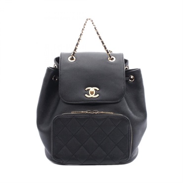 CHANEL Business Affinity Matelasse Rucksack Backpack leather Black Used GHW CC