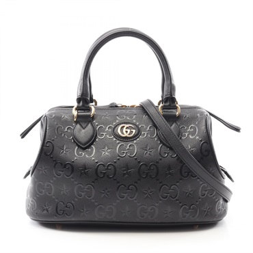GUCCI GG star Shoulder Handbag crossbody 675773 leather Black Used Women