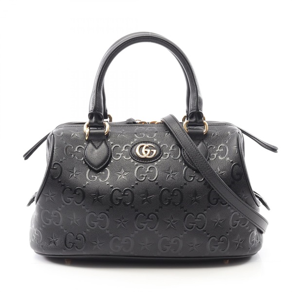 GUCCI GG star Shoulder Handbag crossbody 675773 leather Black Used Women