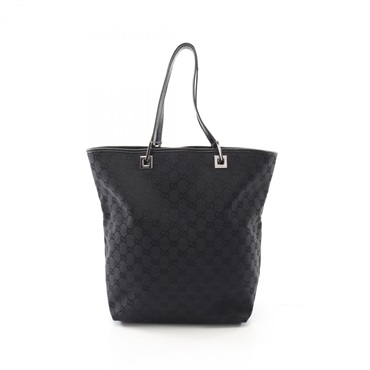 GUCCI GG canvas shoulder Tote Bag 31243 canvas leather Black Used Women
