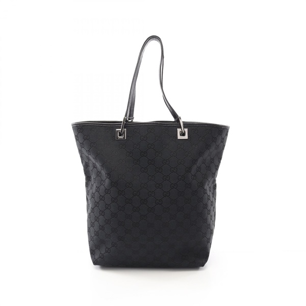 GUCCI GG canvas shoulder Tote Bag 31243 canvas leather Black Used Women