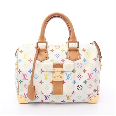 LOUIS VUITTON Speedy 30 Handbag M92643 Monogram Multicolore canvas White Used LV
