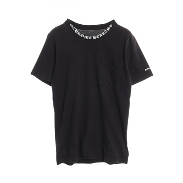 CHROME HEARTS Neck logo T-shirt #S short sleeves cotton Black Used mens