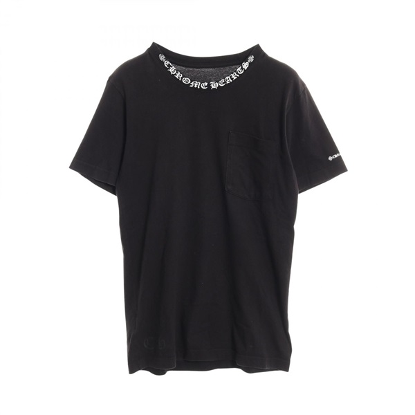 CHROME HEARTS Neck logo T-shirt #S short sleeves cotton Black Used mens