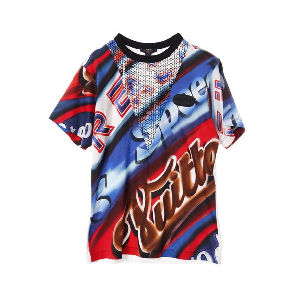 LOUIS VUITTON Graphic print statement T-shirt RW211B cotton Blue Red Used S