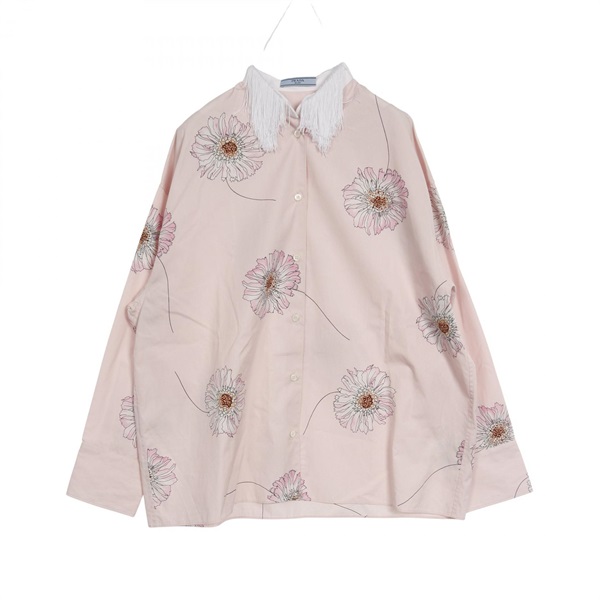 PRADA Printed Poplin blouse P419H S000 14Y0 cotton Pink Size 36 Used Women