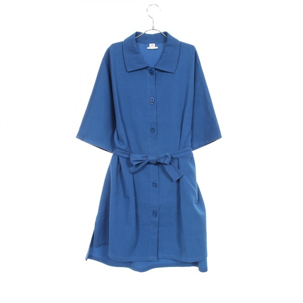 HERMES Chaine D'Ancre Dress 4E3528DO Cotton Nylon Blue #40 Used Women