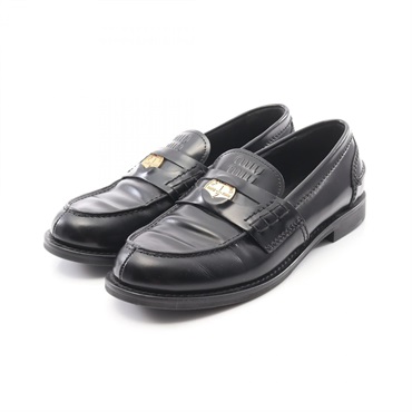 Miu Miu Penny loafers Flat Shoes 5D773D leather Black Used Women