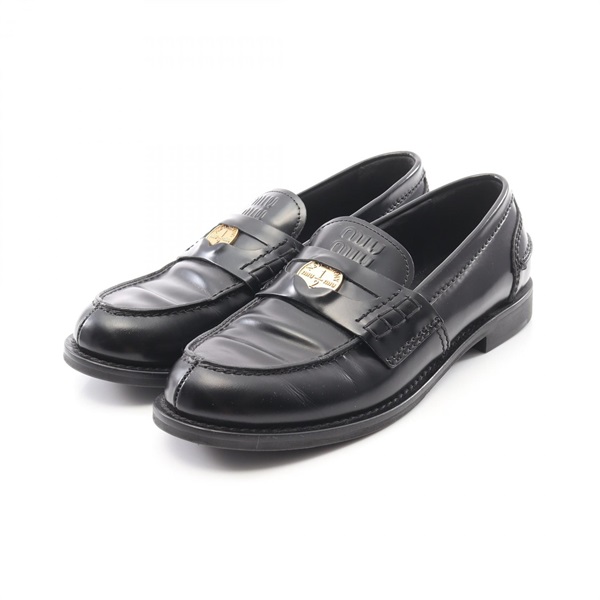 Miu Miu Penny loafers Flat Shoes 5D773D leather Black Used Women