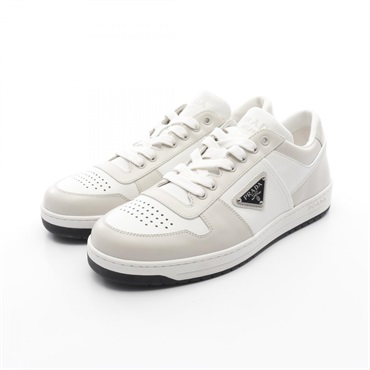 PRADA Downtown sneakers Triangle logo 2EE364 leather White Gray Used mens #6.5