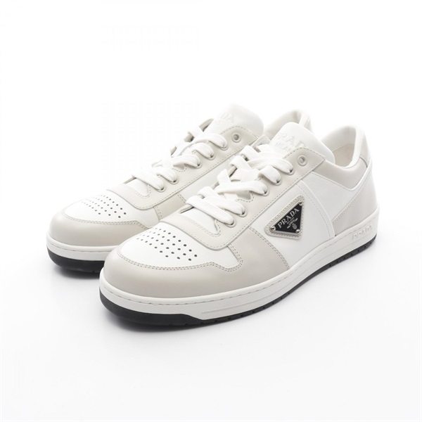 PRADA Downtown sneakers Triangle logo 2EE364 leather White Gray Used mens #6.5